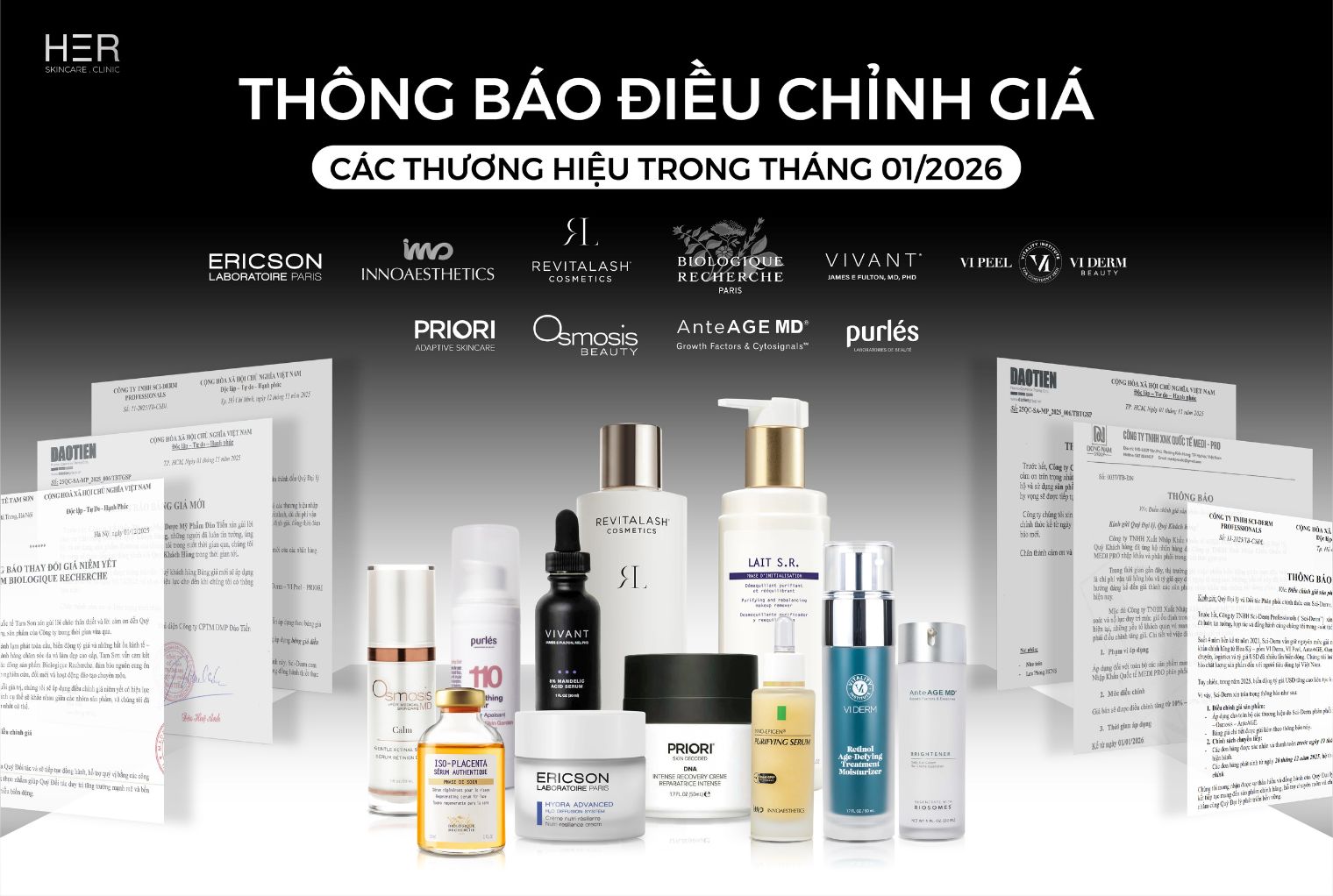 THÔNG BÁO ĐIỀU CHỈNH GIÁ CÁC THƯƠNG HIỆU TRONG THÁNG 1/2026